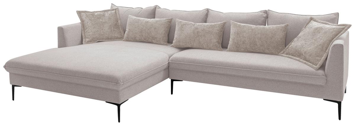 Ecksofa Piazza Beige S: 187x321 cm - Beige/Schwarz, Design, Textil (187/321cm) - Livetastic