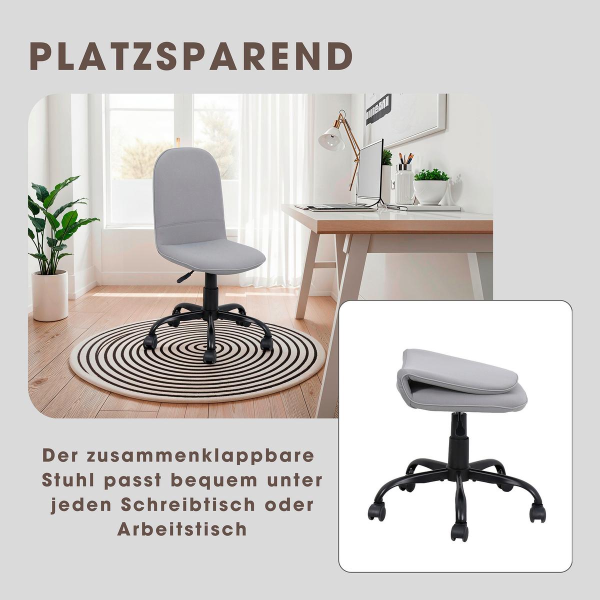 Drehstuhl Trolly - Schwarz Hochglanz/Hellgrau, MODERN, Kunststoff/Textil (42/95/54cm) - MID.YOU