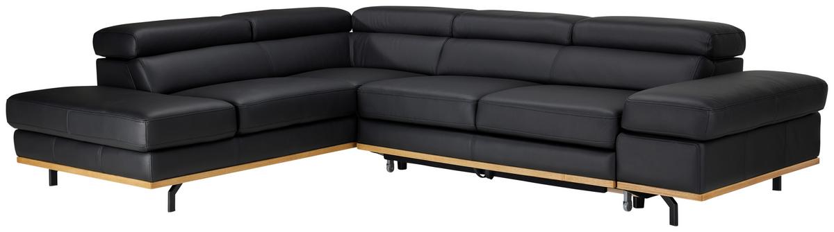 Rohová sedačka CARMEN, ľavá, čierna koža MADRAS - čierna, Modern, kov/koža (292/72/226cm) - Premium Living
