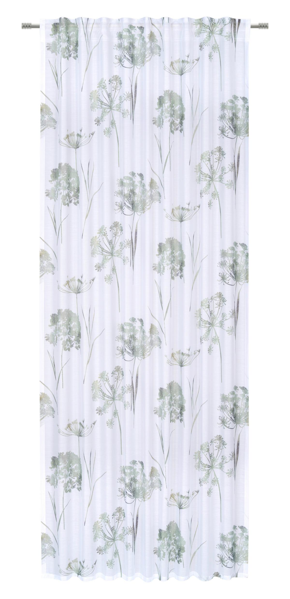 Készfüggöny Maddie Kb. 135/245cm - fehér/zöld, Romantik / Landhaus, textil (135/245cm) - James Wood