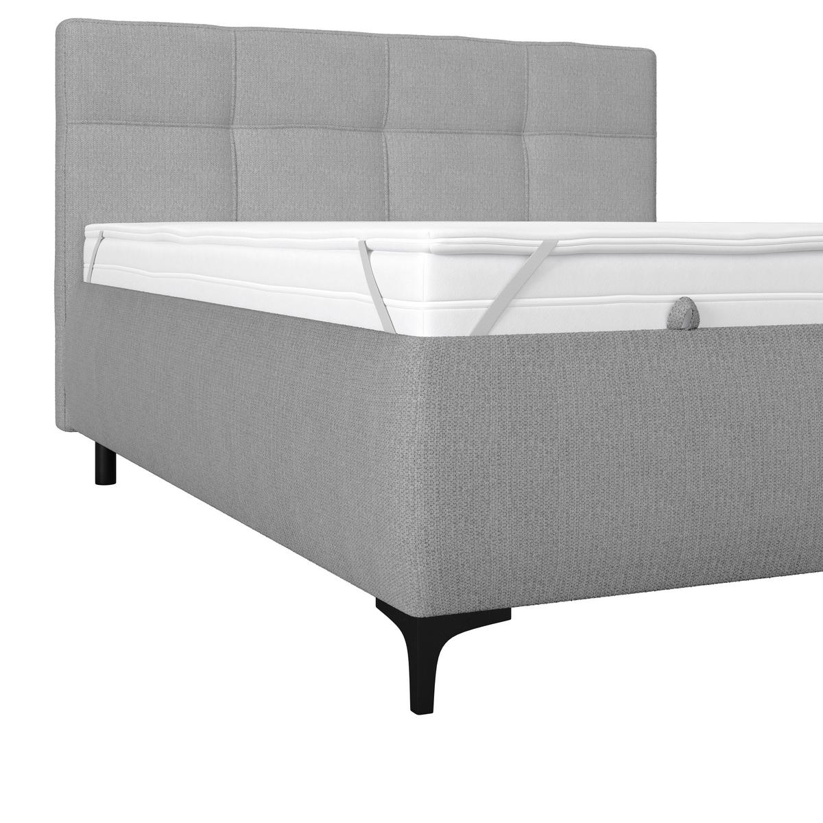 Polsterbett Zeni 140 - Silberfarben/Schwarz, KONVENTIONELL, Holz/Textil (140/200cm)