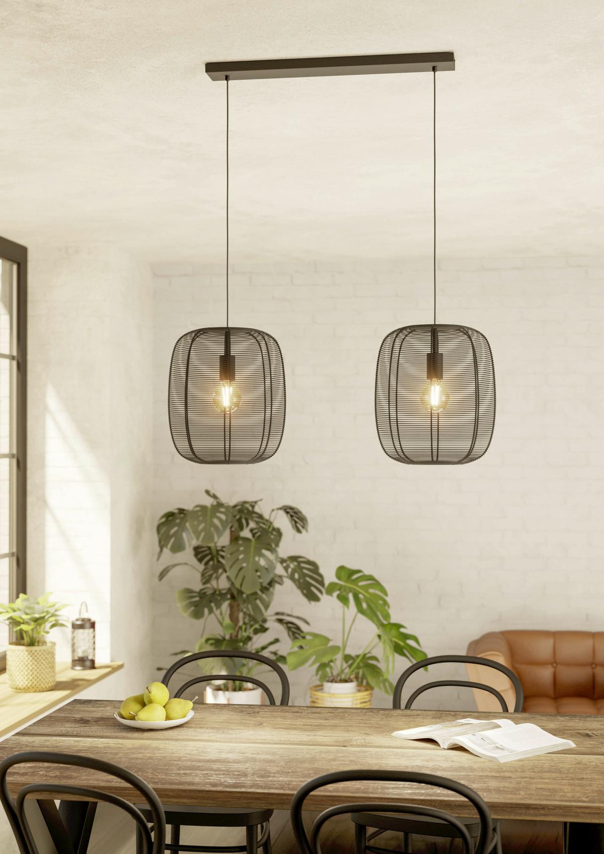 Hängeleuchte 43966 Rinroe - Schwarz, KONVENTIONELL, Metall (90/33/110cm) - Eglo