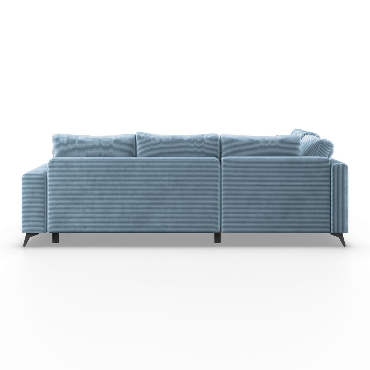 Ecksofa mit Schlaffunktion Lincoln Blau Cord 212x270 cm - Blau/Schwarz, MODERN, Textil (212/270cm)