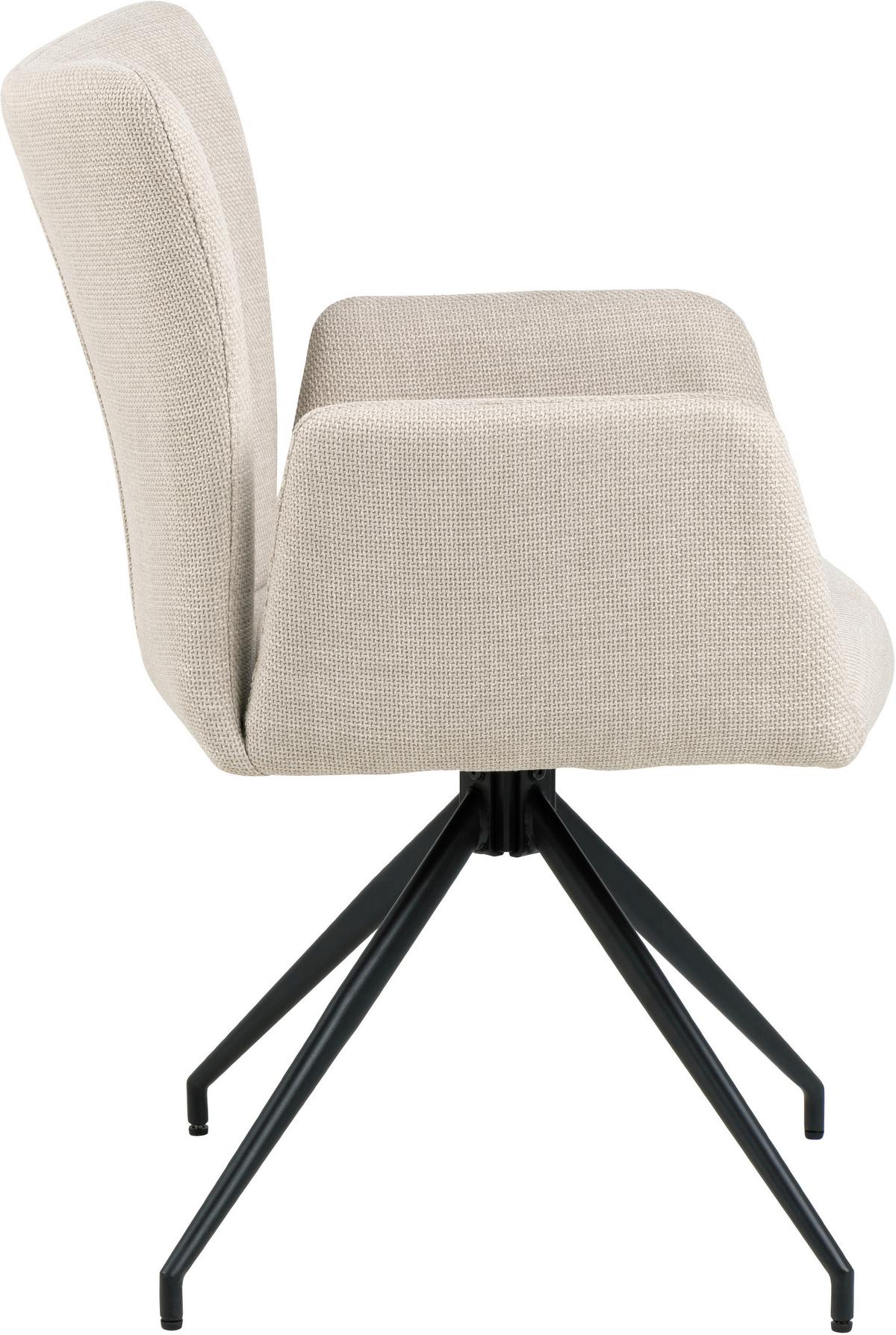 Armlehnstuhl Laura Beige Gepolstert - Beige/Schwarz, MODERN, Textil/Metall (57,5/86/61,5cm) - MID.YOU