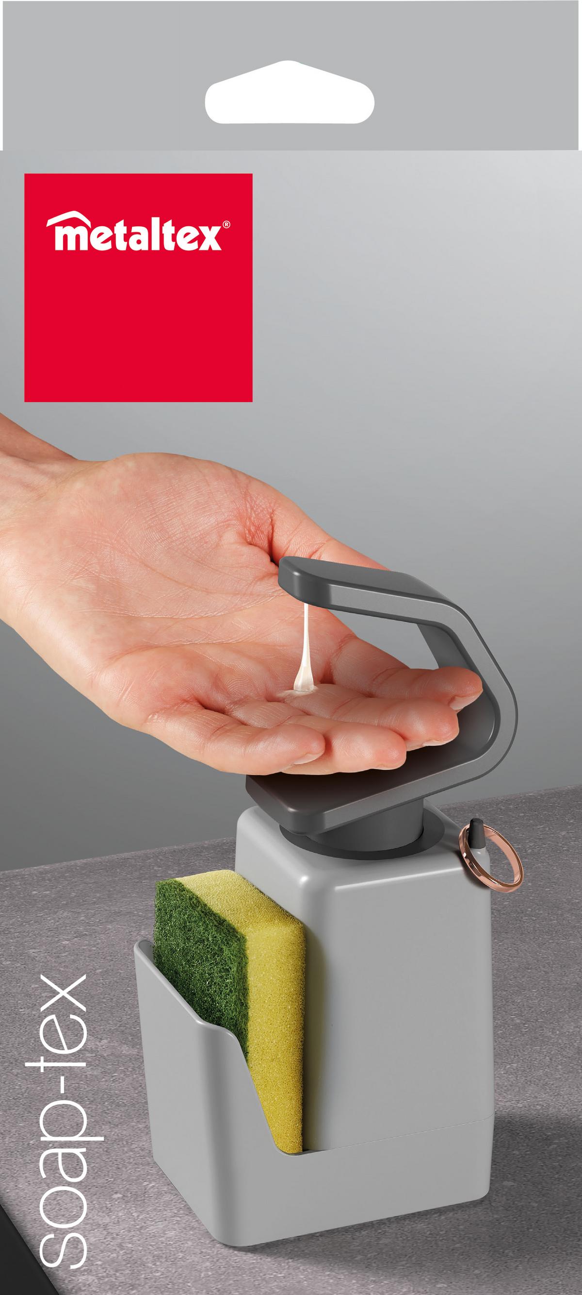 Spülmittelspender Soap-tex Grau, 11x8x22 Cm - Grau, Basics, Kunststoff (11/8/22cm) - Metaltex