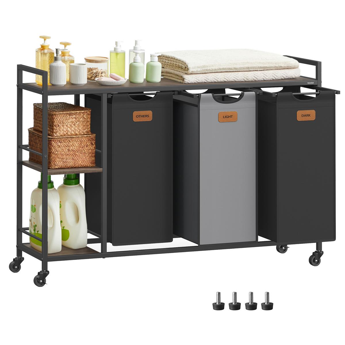 Wäschekorb Luandry Basket - Schwarz/Braun, MODERN, Holzwerkstoff/Metall (117/80,5/33cm) - MID.YOU