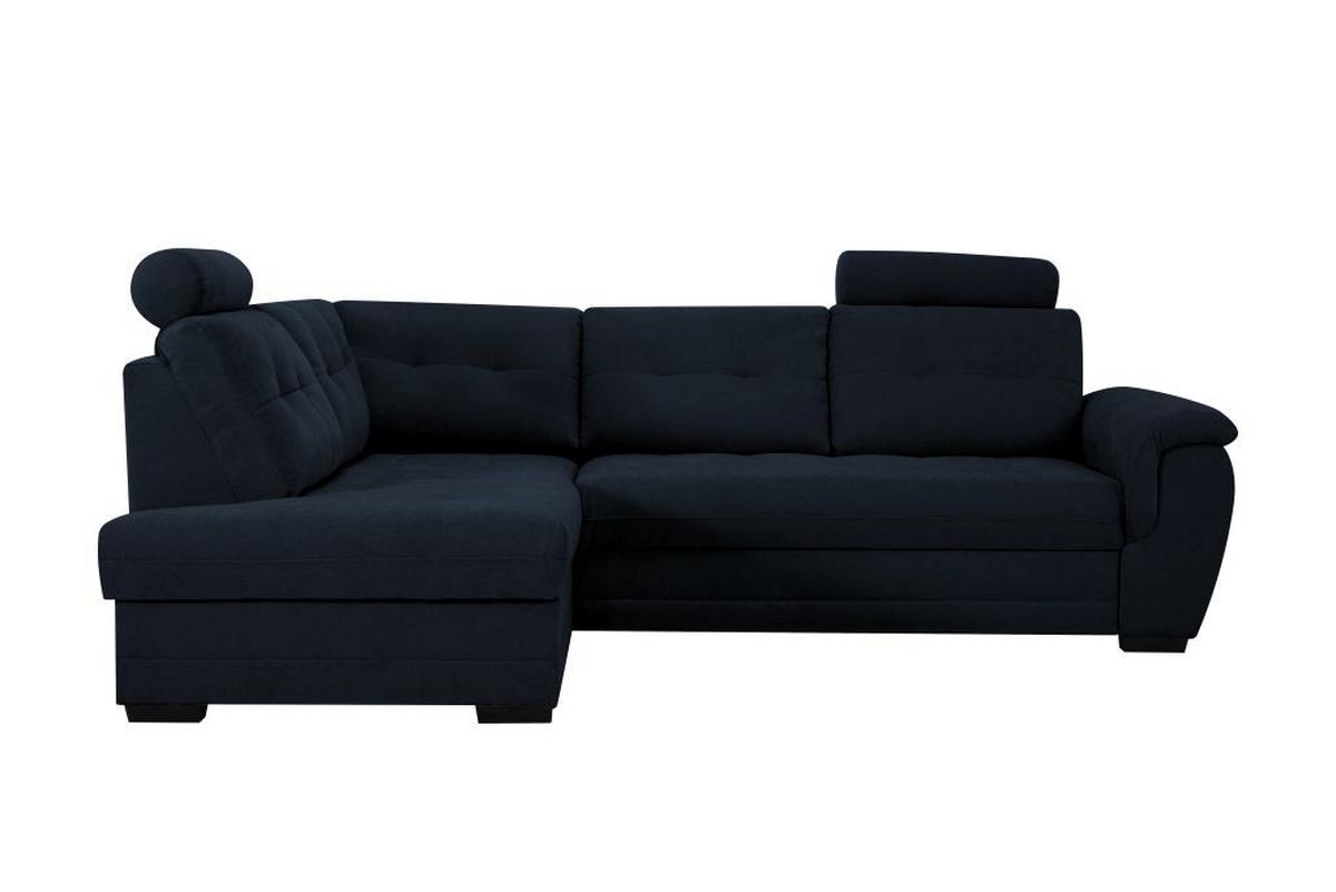 Rohová sedačka FALCO, levá, tm.modrá žinylka,2x op.hlavy - černá/tmavě modrá, Konvenční, dřevo/kompozitní dřevo (183/251cm) - Ondega