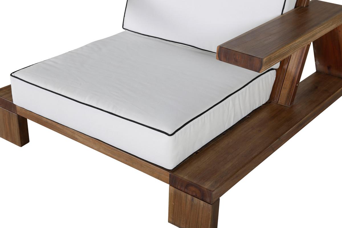 Loungesessel Daria - Weiß/Akaziefarben, KONVENTIONELL, Holz (100/70/92cm) - Gardenson