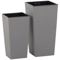 Übertopf-set Grau 2-Teilig - Grau, Basics, Kunststoff - Siena Garden