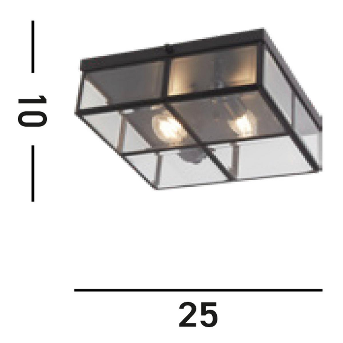 Deckenleuchte Pisa Schwarz B: 25 cm - Schwarz, KONVENTIONELL, Glas/Metall (25/25/10cm)