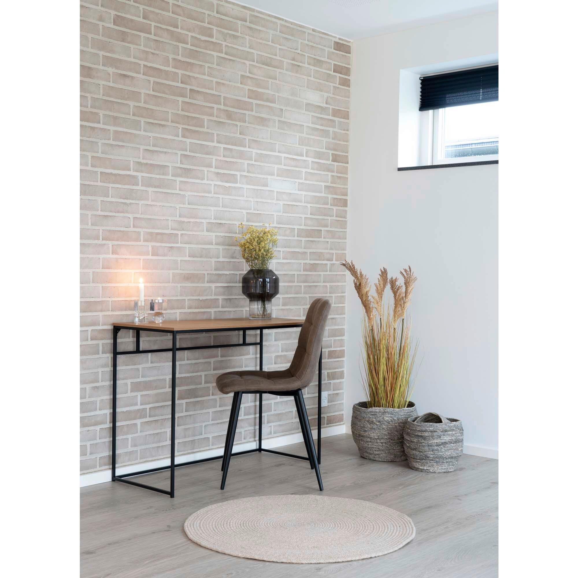 Schreibtisch Vita Schwarz Eiche Dekor B: 100 cm - Eichefarben/Schwarz, MODERN, Holzwerkstoff/Metall (100/75/45cm) - MID.YOU