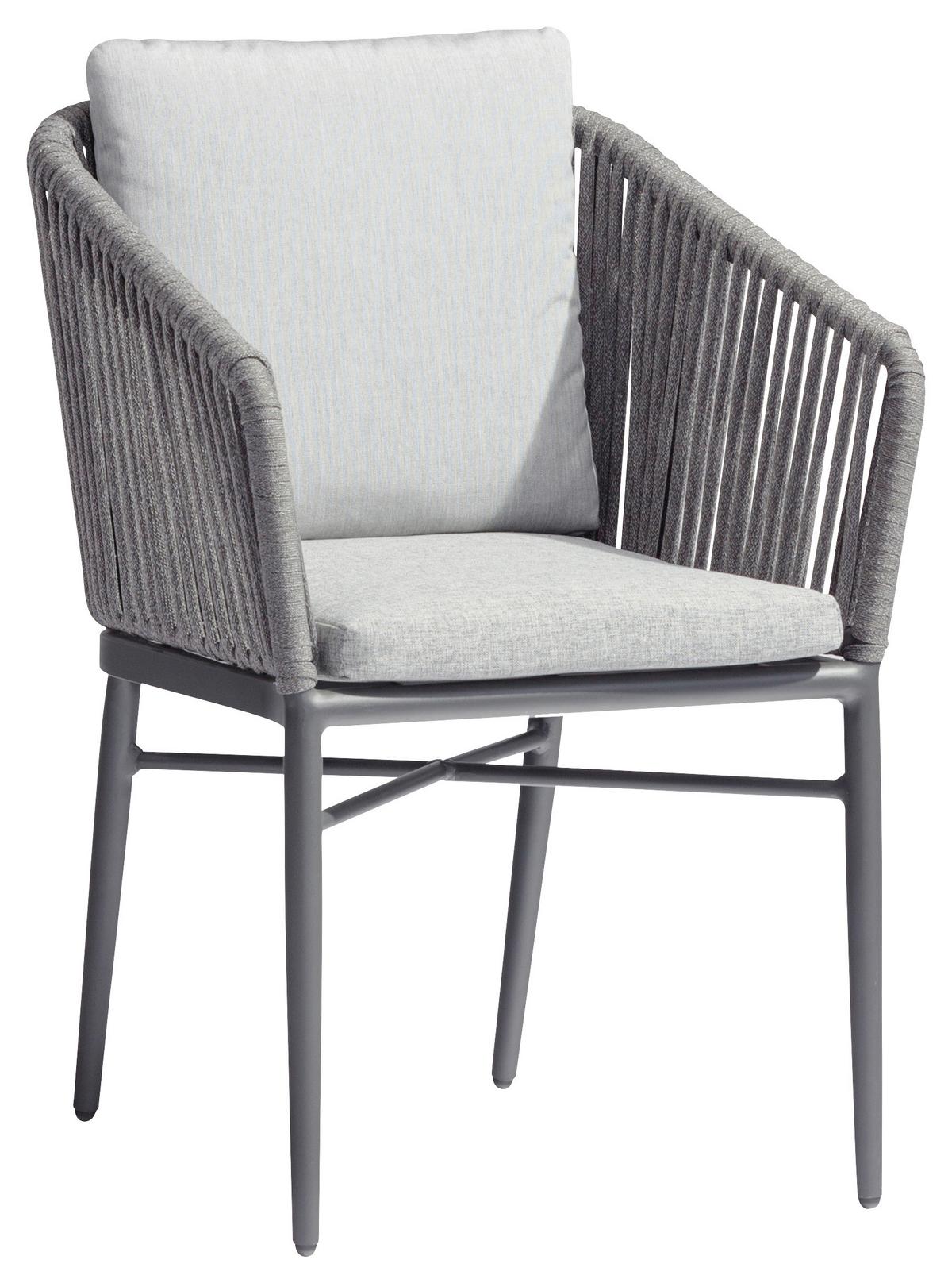 Gartenstuhl Stapelbar Manhatten Aluminium - Dunkelgrau/Anthrazit, MODERN, Textil/Metall (61/81/61cm) - Acamp
