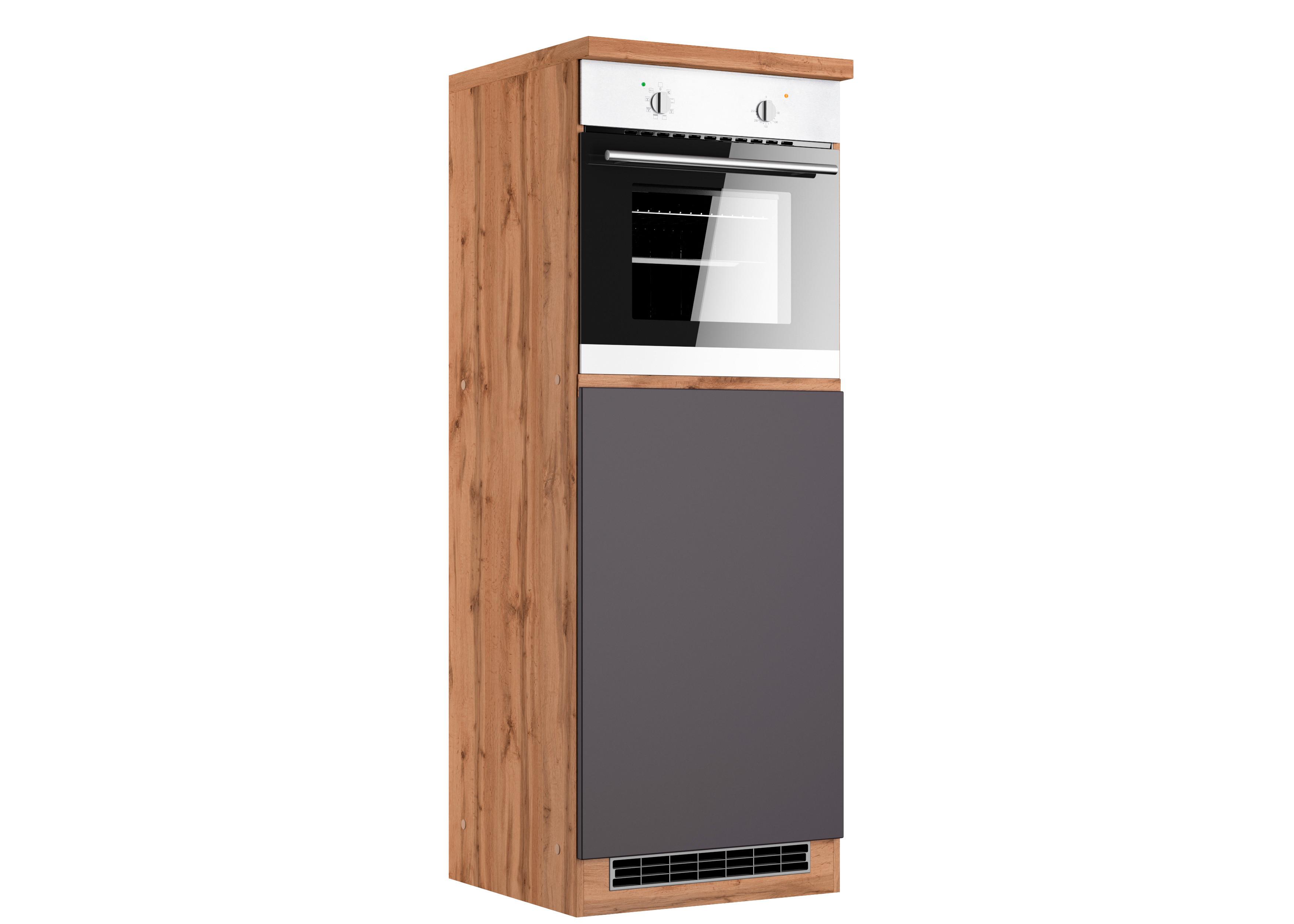 Herdumbauschrank Turin 60cm Grau/Eiche Dekor+arbeitsplatte