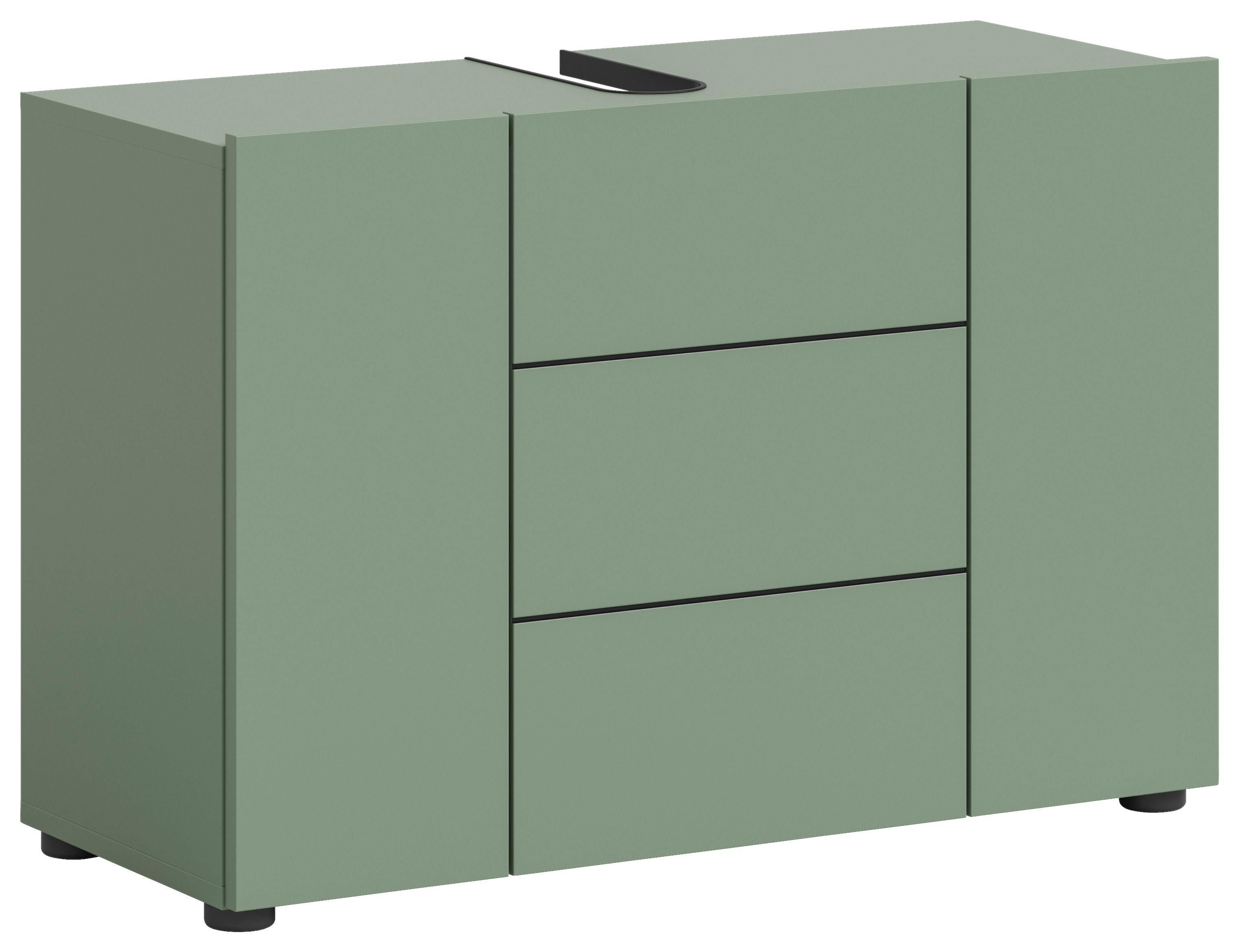 Waschbeckenunterschrank Vira Grün B: 82 Cm - Schwarz/Grün, MODERN, Holzwerkstoff (82/56/34cm) - MID.YOU