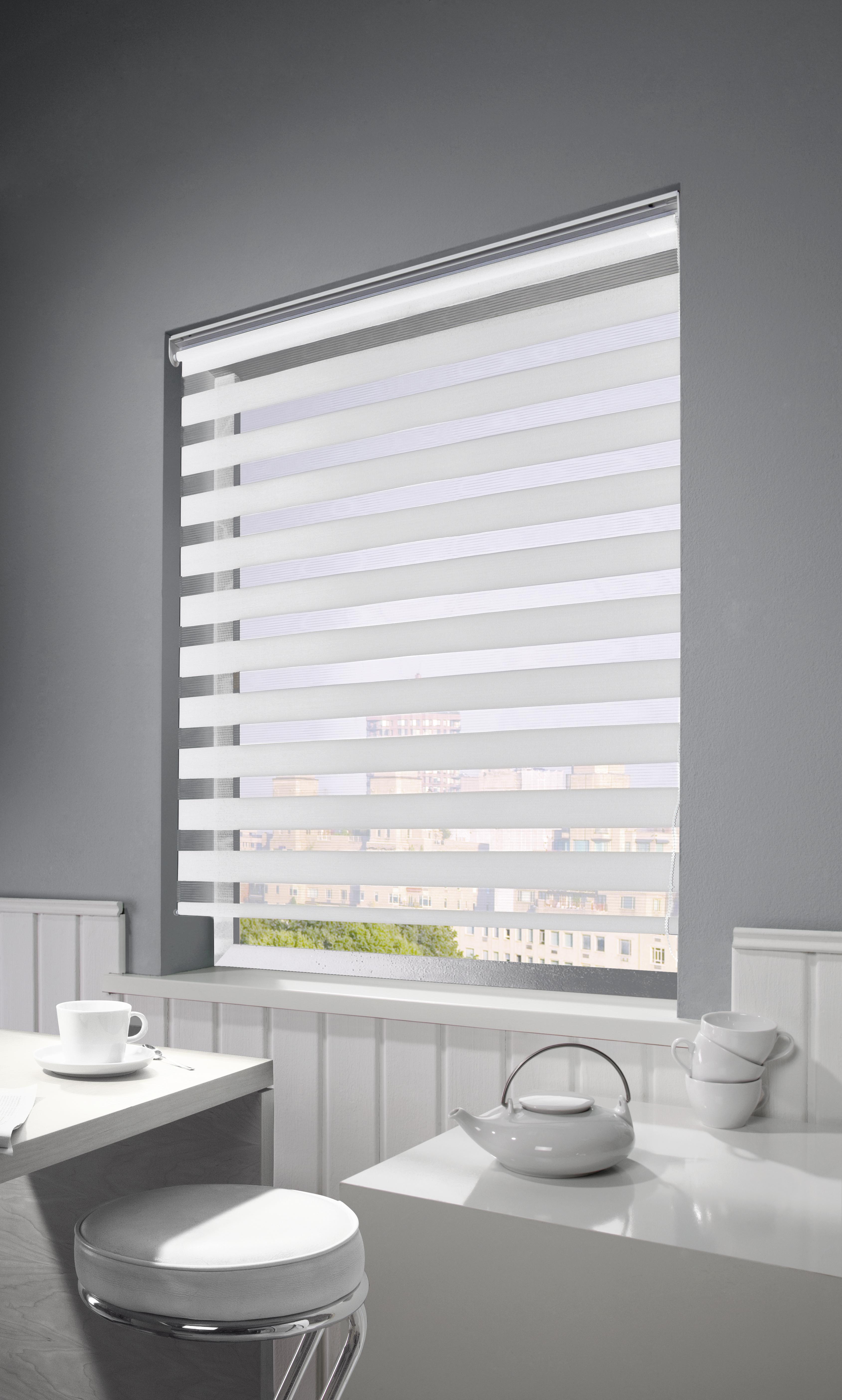 Doppelrollo Just Grau, Weiß B: 60 Cm - Weiß/Grau, Basics, Textil (60/160cm)