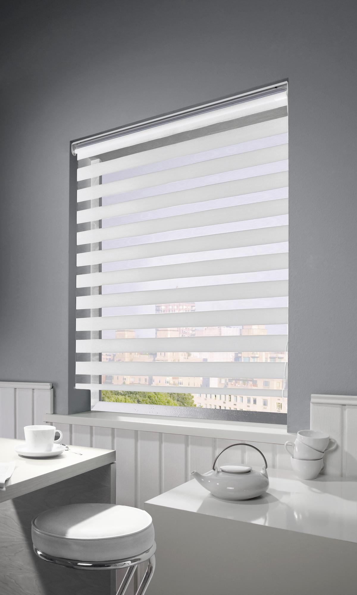Doppelrollo Just Grau, Weiß B: 60 Cm - Weiß/Grau, Basics, Textil (60/160cm)