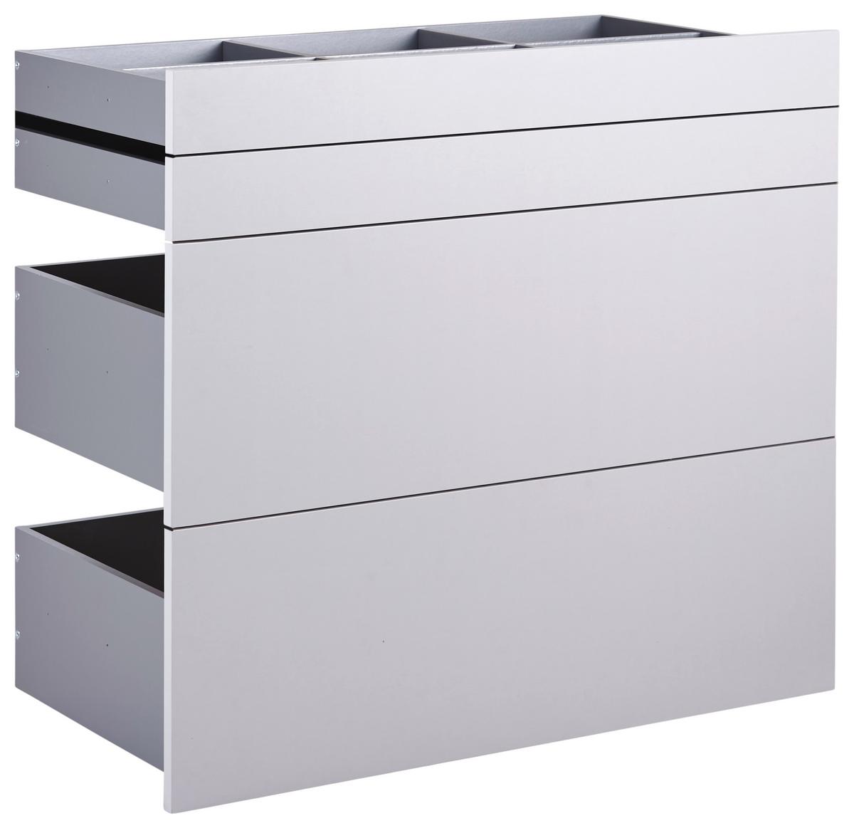 Schubladeneinsatz Unit Hellgrau B: 91 Cm 4 Fächer - Hellgrau, MODERN, Holzwerkstoff (91/83/47cm) - Ondega