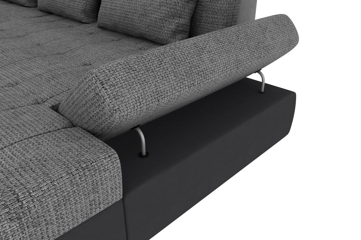 Wohnlandschaft Madera Mit Schlaffunktion Anthrazit - Anthrazit/Schwarz, KONVENTIONELL, Kunststoff/Textil (212/358/190cm)