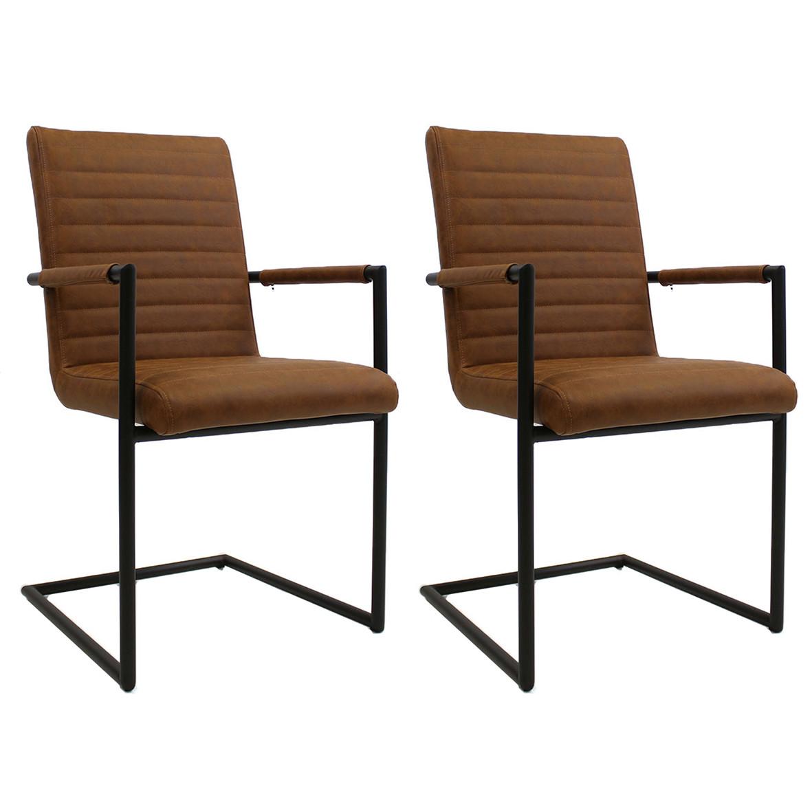 Armlehnstuhl Bars Braun Gepolstert 2er-Set - Cognac/Haselnussfarben, LIFESTYLE, Kunststoff/Textil (54/97/57cm) - MID.YOU