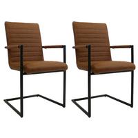Armlehnstuhl Bars Braun Gepolstert 2er-Set - Cognac/Haselnussfarben, LIFESTYLE, Kunststoff/Textil (54/97/57cm) - MID.YOU