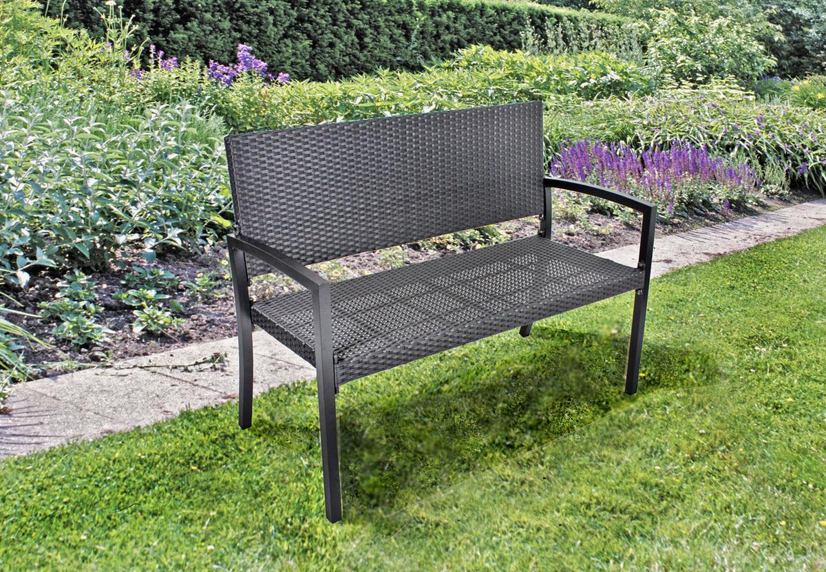 Sitzbank Aluminium Sanremo 2-Sitzer - Schwarz, Basics, Kunststoff/Metall (116/60/87cm) - Gardenson