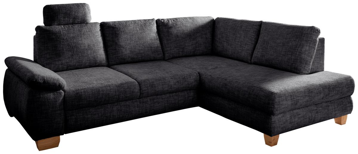 Eckschlafsofa Positano Schwarz S: 265x206 Cm - Wildeiche/Schwarz, MODERN, Textil (265/206cm) - Livetastic