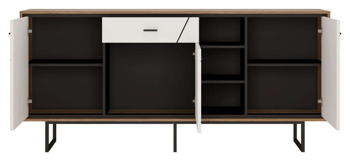 Kommode Brolo Catania Eiche/Schwarzb:197,3cm - MODERN, Holzwerkstoff (197,3/90,3/40cm)