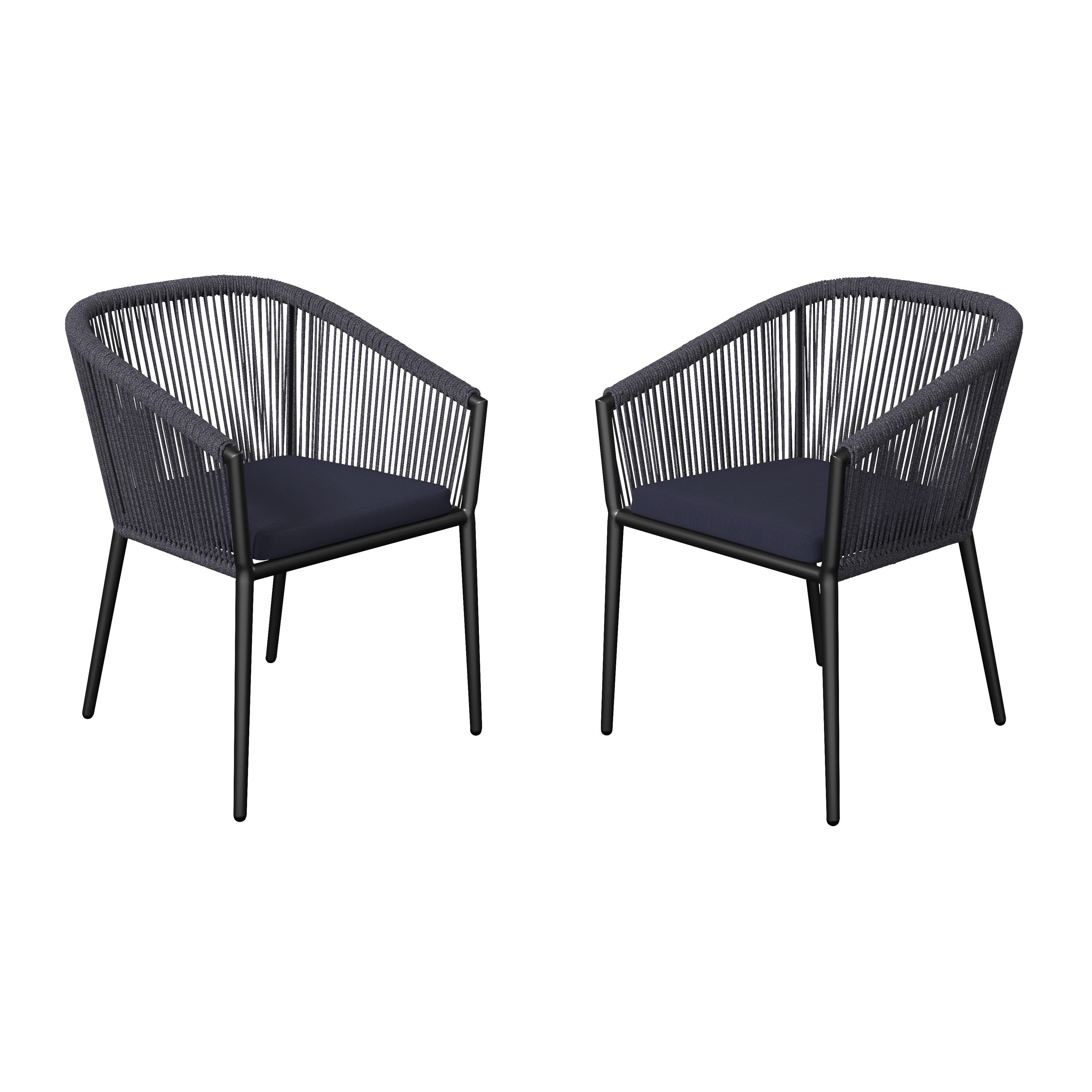 SADA ZÁHRADNÝCH KRESIEL BENICIA - modrá/čierna, Modern, kov/textil (55/76/63cm) - Bessagi Garden