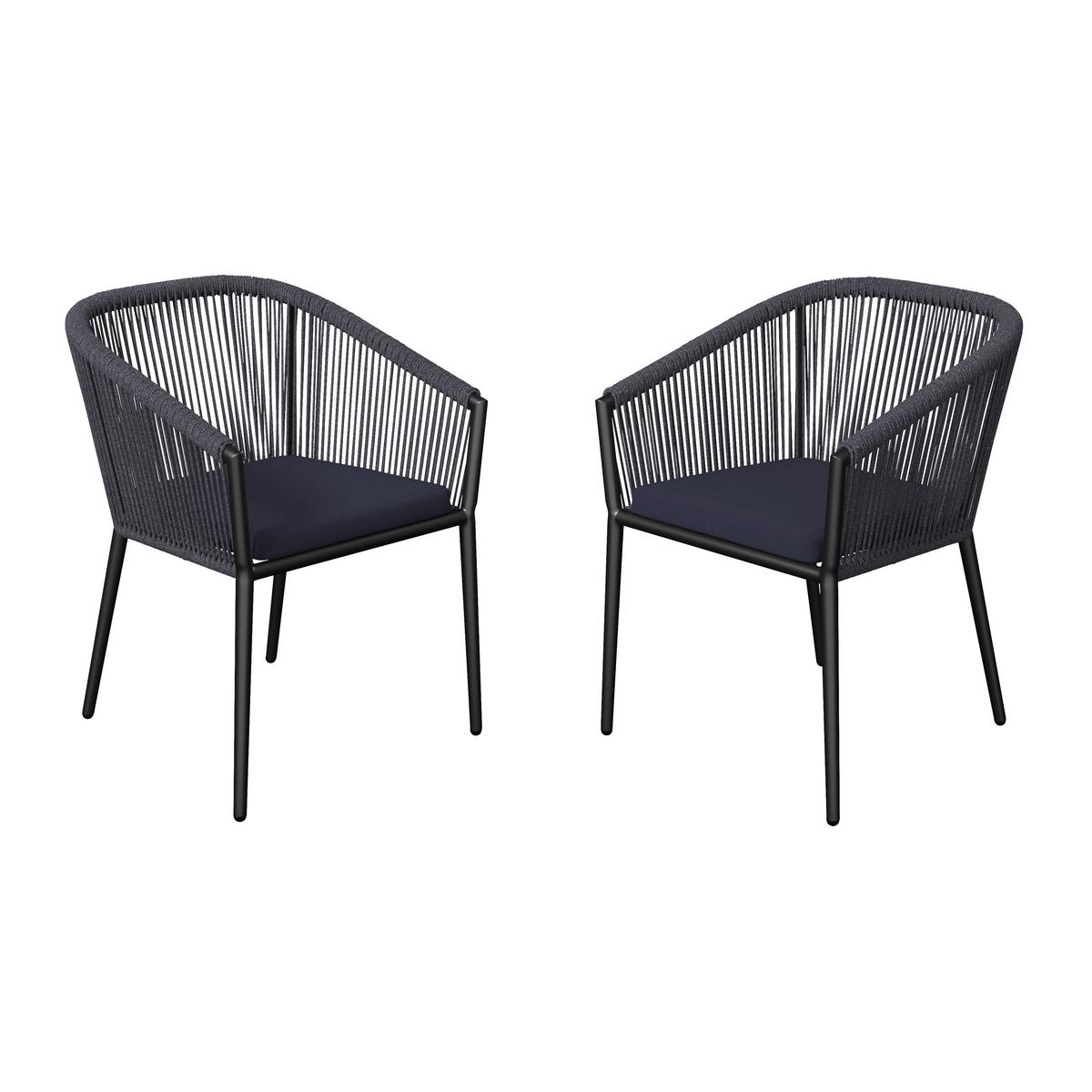 SADA ZAHRADNÍCH KŘESEL BENICIA - modrá/černá, Moderní, kov/textil (55/76/63cm) - Bessagi Garden