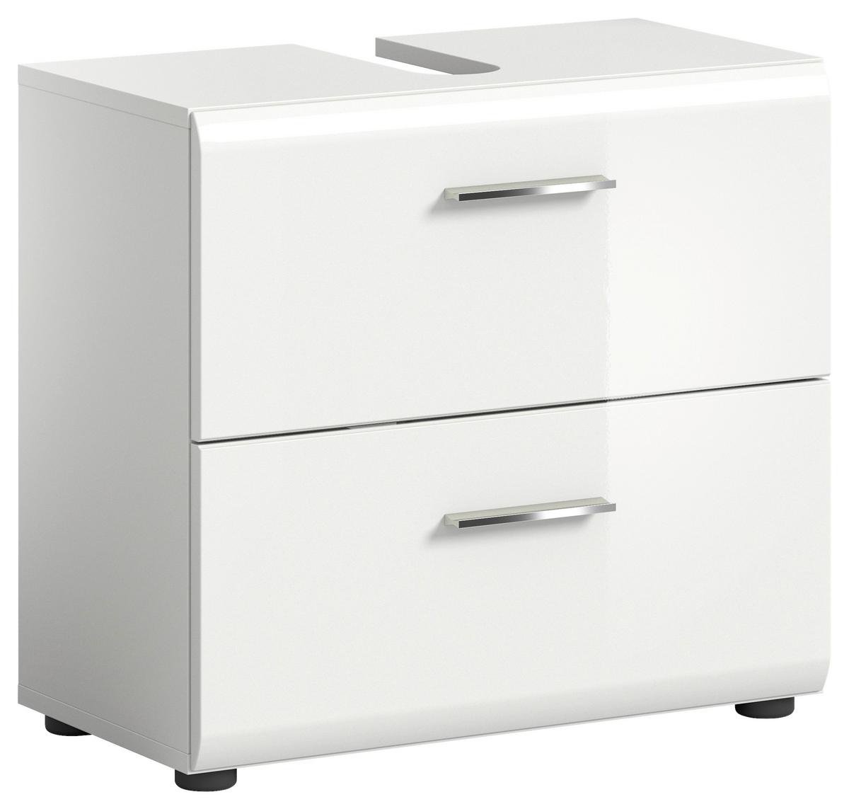 Waschbeckenunterschrank Ice B: 60 cm Weiß Hochglanz - Weiß Hochglanz/Weiß, MODERN, Holzwerkstoff (60/54/32cm) - MID.YOU