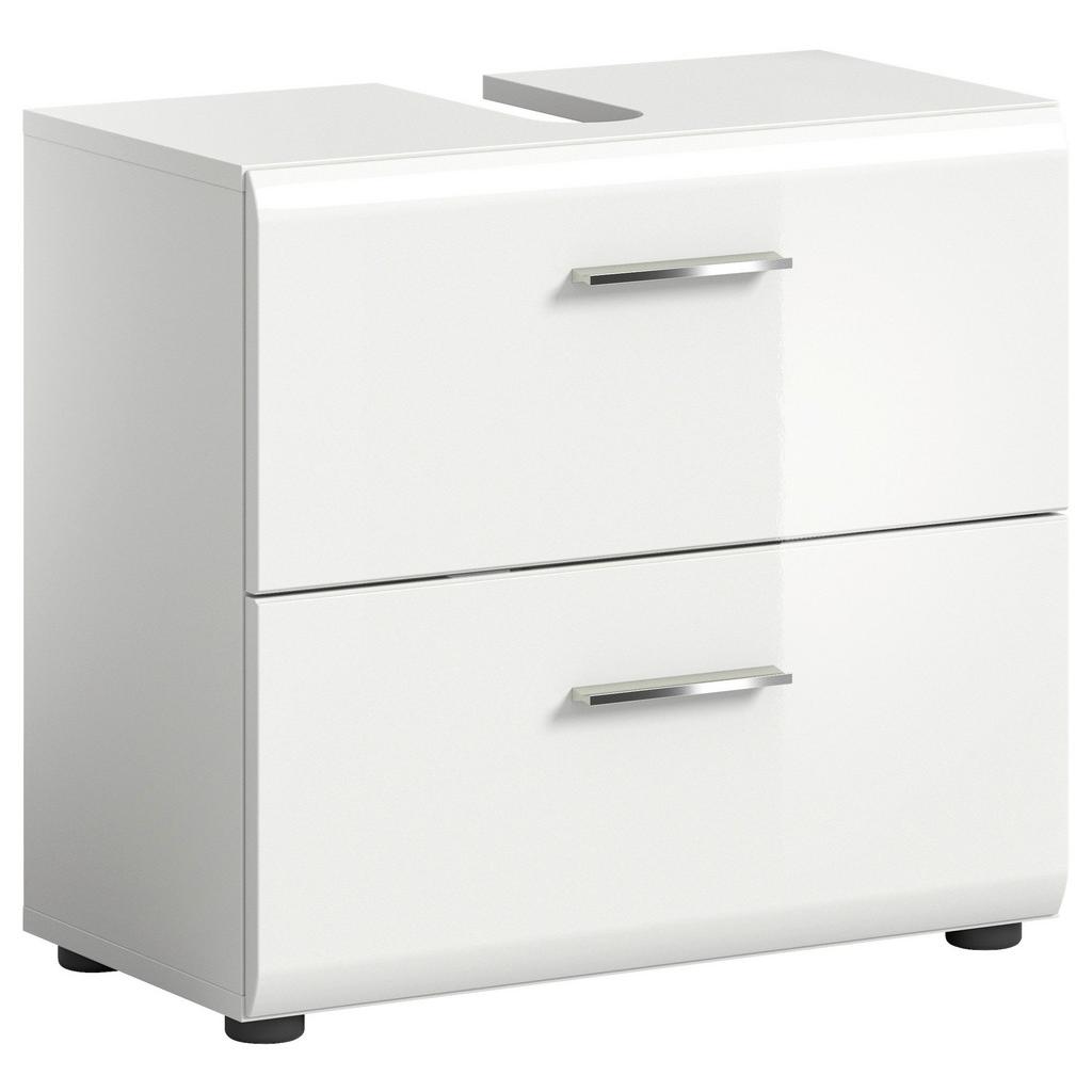 Waschbeckenunterschrank Ice B: 60 cm Weiß Hochglanz