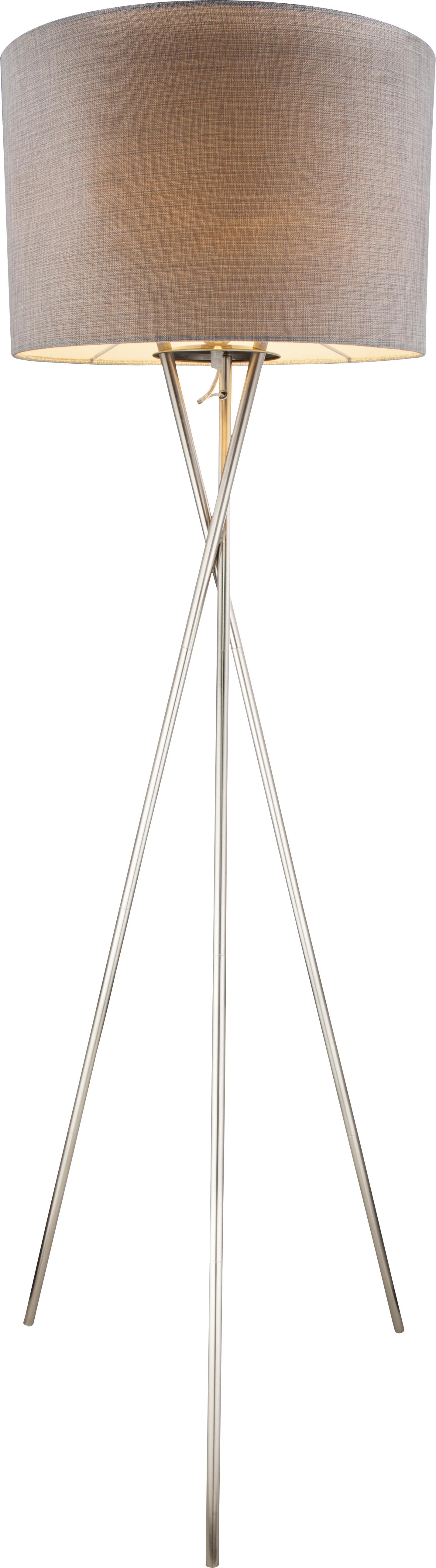 Stojací Lampa Paco Šedá - šedá/barvy niklu, Basics, kov/textil (62/160cm) - Globo