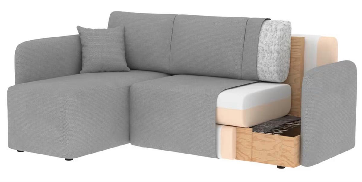 Ecksofa Hadson Hellgrau S: 150x206 cm - Hellgrau/Schwarz, Design, Textil (150/206cm) - MID.YOU