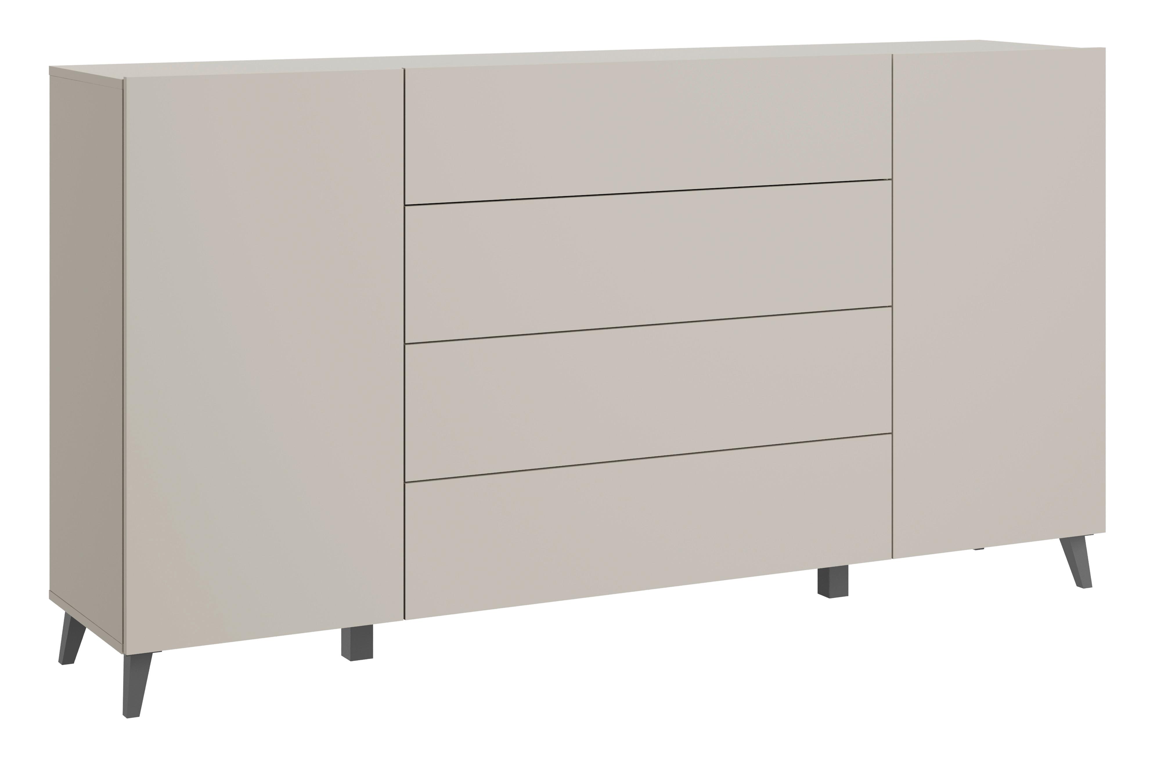Široká komoda PHUKET 180 - čierna/kašmírová, Design, kompozitné drevo/plast (180/95,4/39cm) - P & B