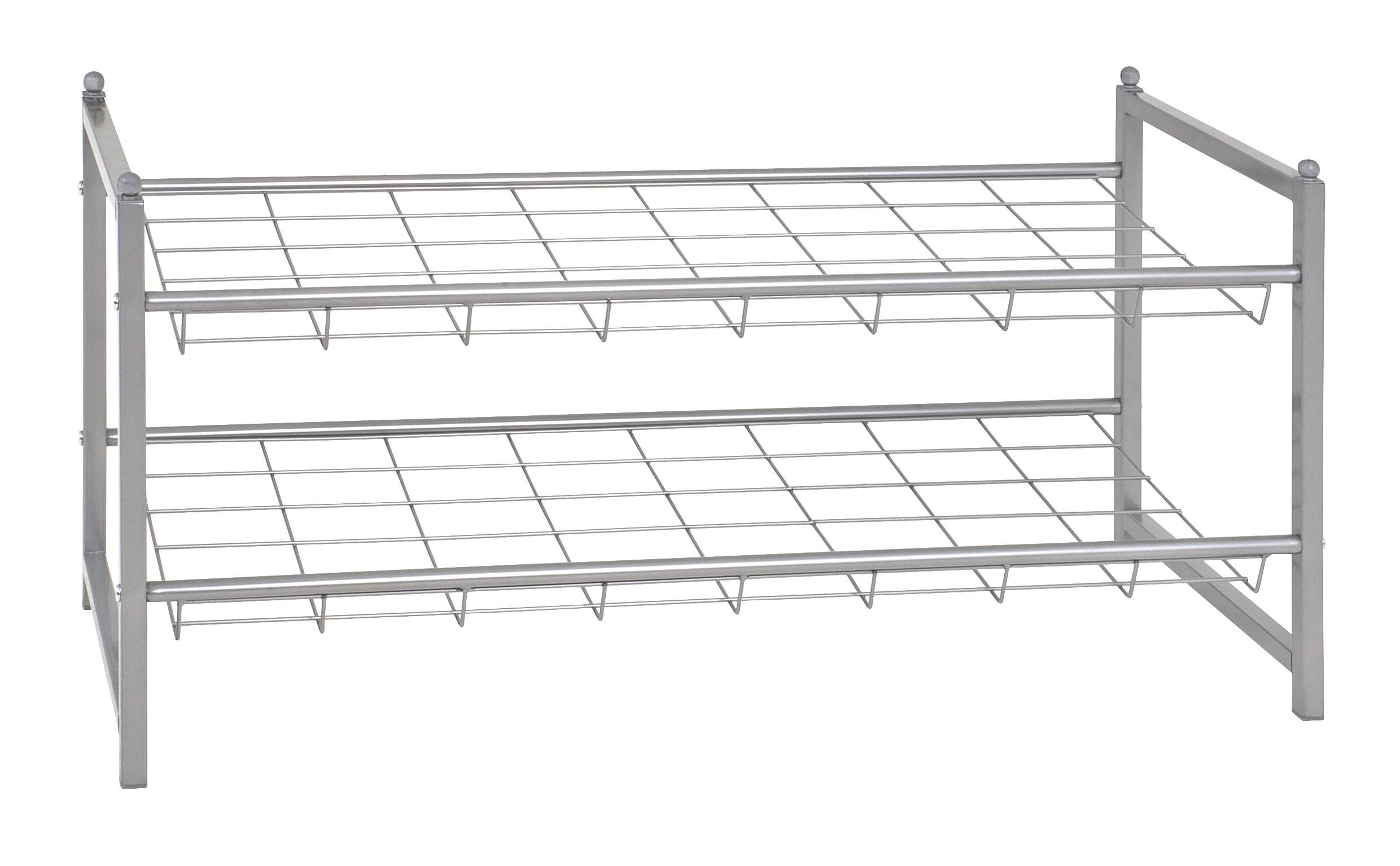 Schuhregal 2 Ablagen 8 Paar Alufarben H: 38 cm - Alufarben, Basics, Metall (80/38/30cm)