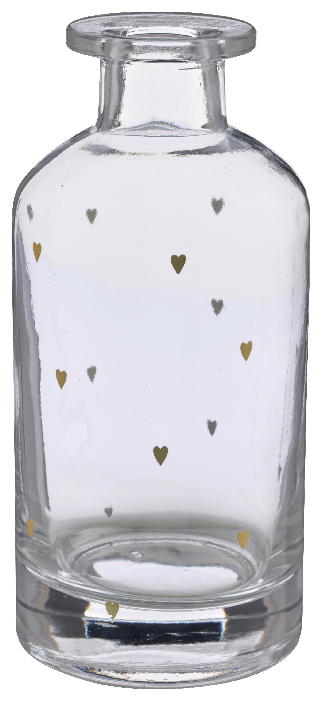 Dekoračná váza HERZ I - číra/zlatá, Basics, sklo (7/13,5cm) - Mömax