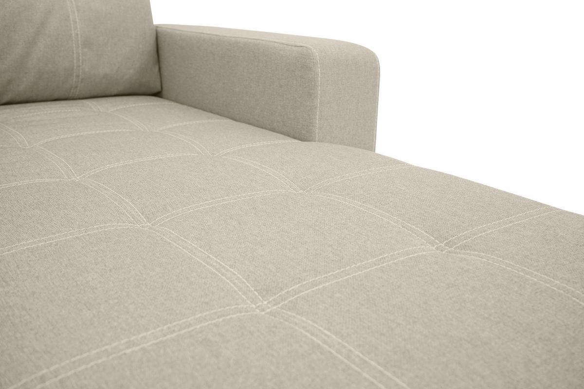 Eckschlafsofa Mediolan Silberfarben S: 240x160 cm - Sandfarben/Schwarz, Design, Textil (240/160cm) - Livetastic