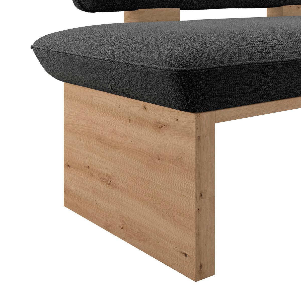 Sitzbank Beluna II Webstoff schwarz, B: 140cm - Eichefarben/Schwarz, KONVENTIONELL, Holzwerkstoff/Textil (140/87/67cm) - James Wood