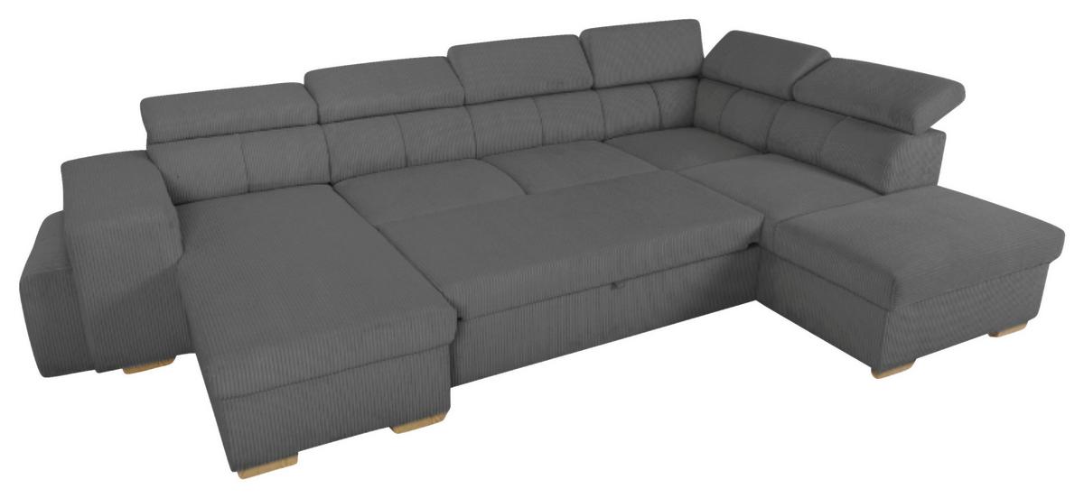 Schlafsofa mit Bettkasten Sirius XL,Anthrazit, 219x334cm - Eichefarben/Anthrazit, KONVENTIONELL, Holz/Holzwerkstoff