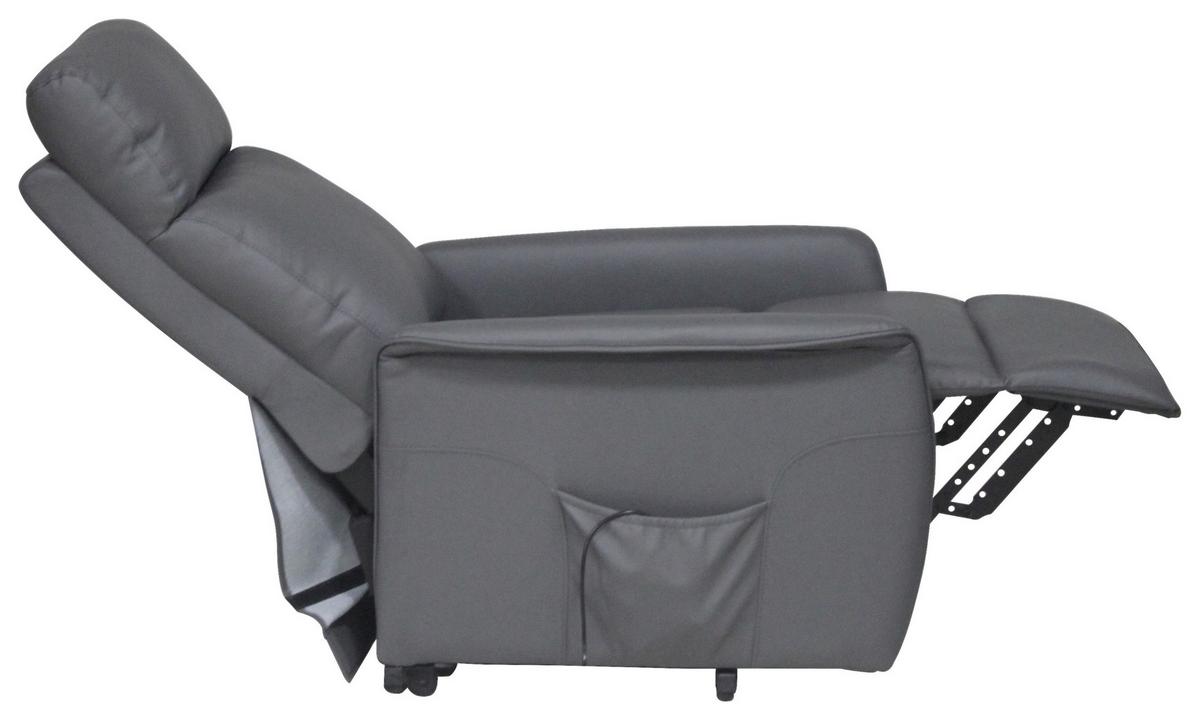Fernsehsessel Elektrisch Graham Lederlook Grau - Dunkelgrau/Schwarz, KONVENTIONELL, Textil/Metall (66/80-97/90-159,5cm) - Luca Bessoni