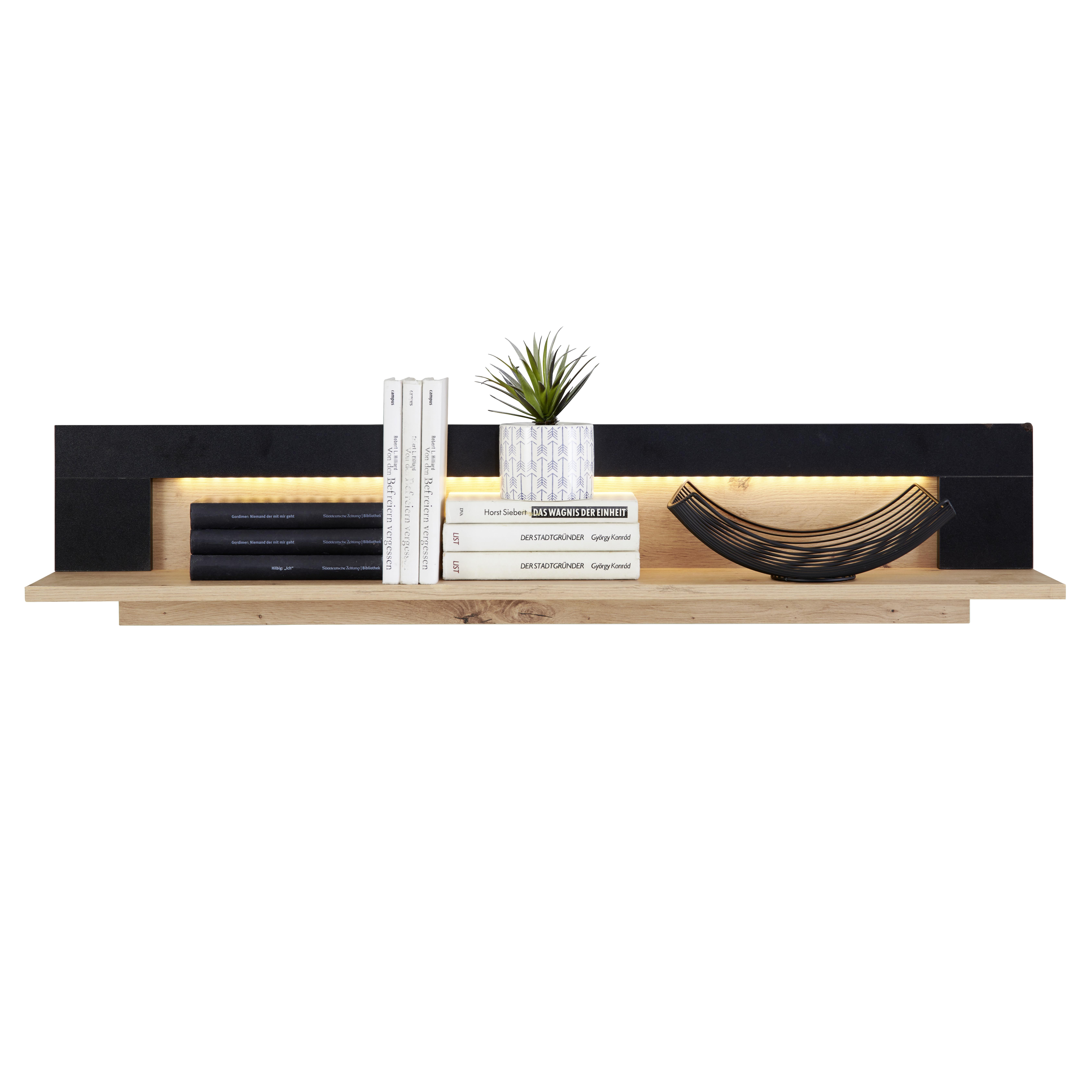 Wandboard Nyon B: 110 cm, Eiche Dekor/Schwarz - Eichefarben/Schwarz, MODERN, Holzwerkstoff (110/23/19,6cm)