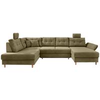 Wohnlandschaft Brizzini mit Schlaffunktion, Olivgrün - Naturfarben/Olivgrün, MODERN, Textil (206/338-352/176cm) - Livetastic