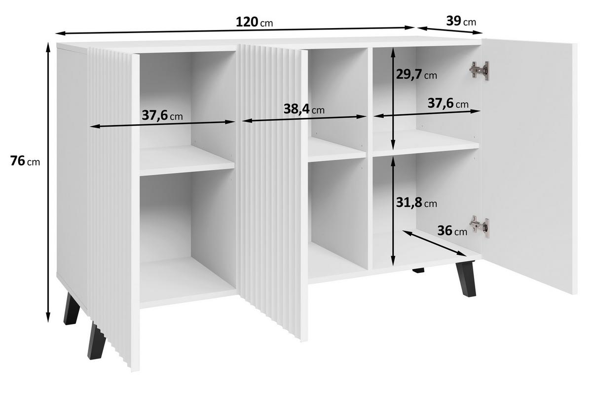 Široká komoda PHUKET š: 120 cm - čierna/biela, Design, kompozitné drevo/plast (120/78/39,1cm) - Livetastic
