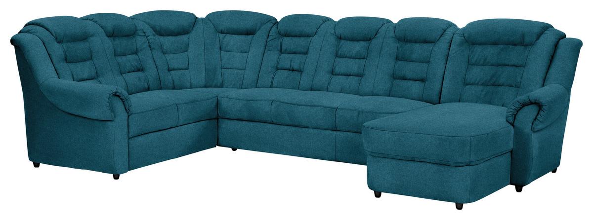 Wohnlandschaft Boston Blau Chenille - Blau/Schwarz, KONVENTIONELL, Textil (216/333/165cm) - Livetastic