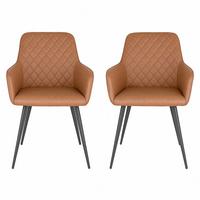 Armlehnstuhl-Set Harbo Cognac B: 57 cm - Cognac/Schwarz, MODERN, Textil/Metall (57/87/65cm) - MID.YOU