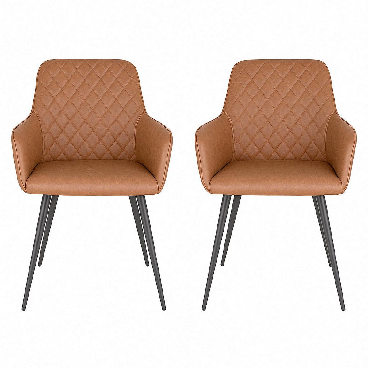 Armlehnstuhl-Set Harbo Cognac B: 57 cm - Cognac/Schwarz, MODERN, Textil/Metall (57/87/65cm) - MID.YOU
