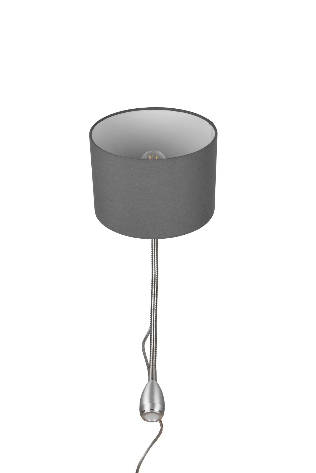 LED-Wandleuchte 2-Flammig Flexarm, Getrennt Schaltbar - Grau/Nickelfarben, Design, Textil/Metall (20/23cm) - Trio Leuchten