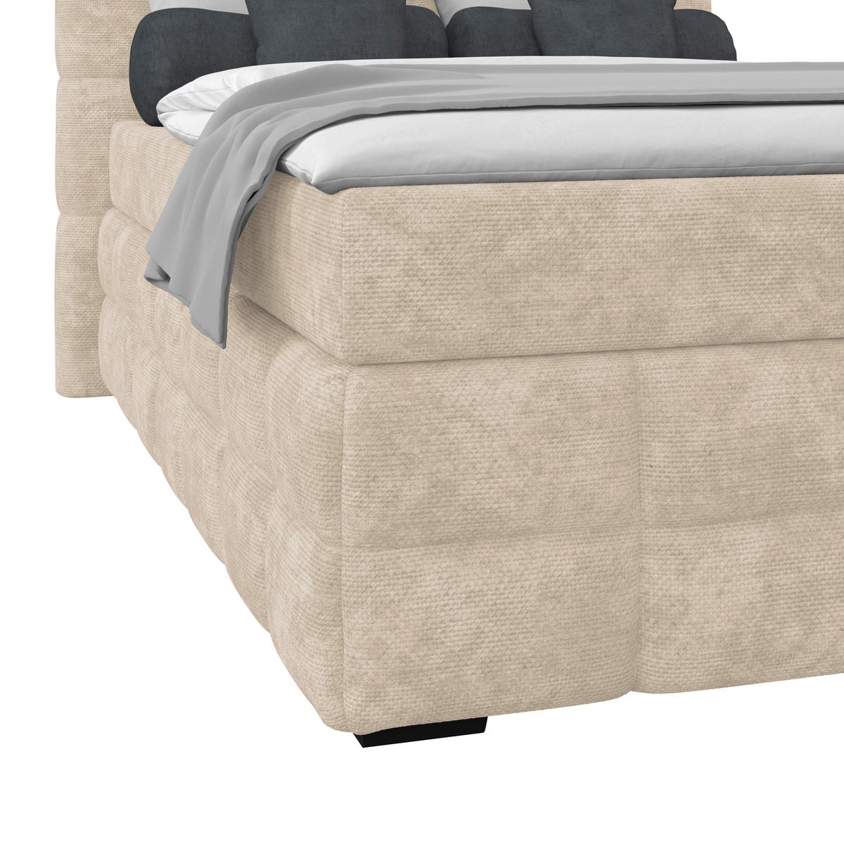 Čalouněná postel VEGA 140x200 cm, bílá - bílá/černá, Trend, dřevo/textil (140/200cm)