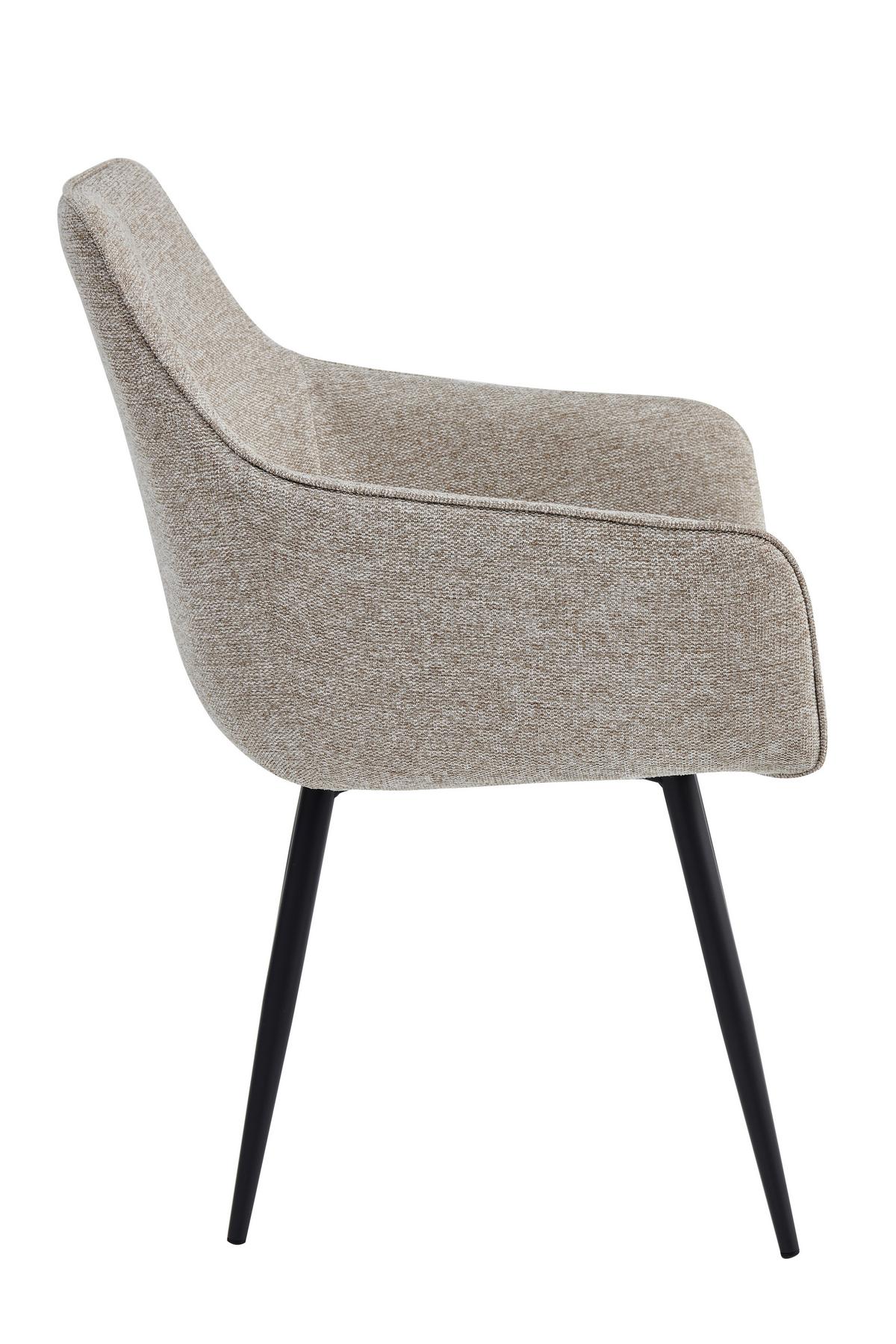 Armlehnstuhl-Set Verona I S 2er-Set - Beige/Schwarz, MODERN, Textil/Metall (53/85/62cm) - MID.YOU