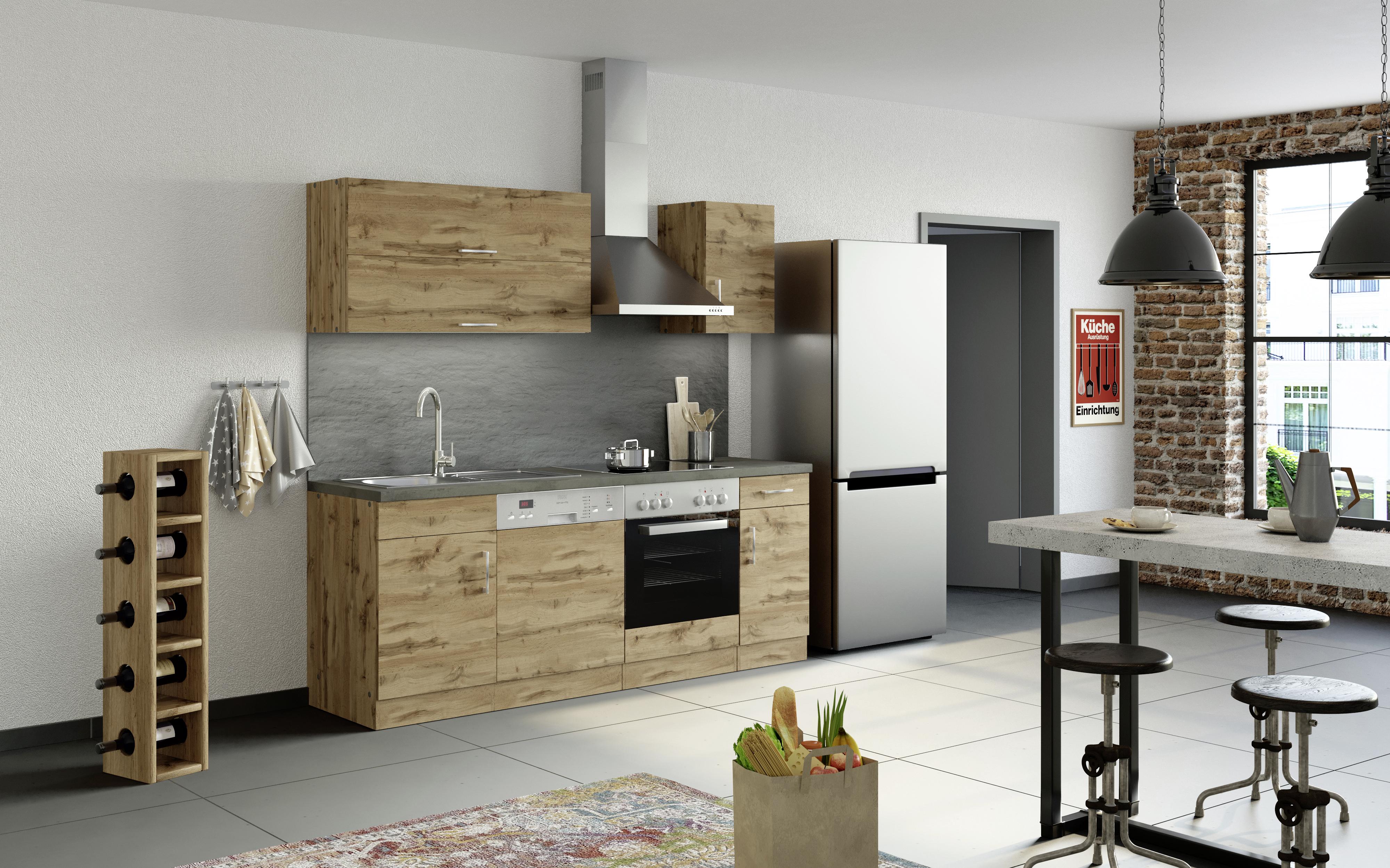 Küchenblock mit Spüle und ohne Elektrogeräte